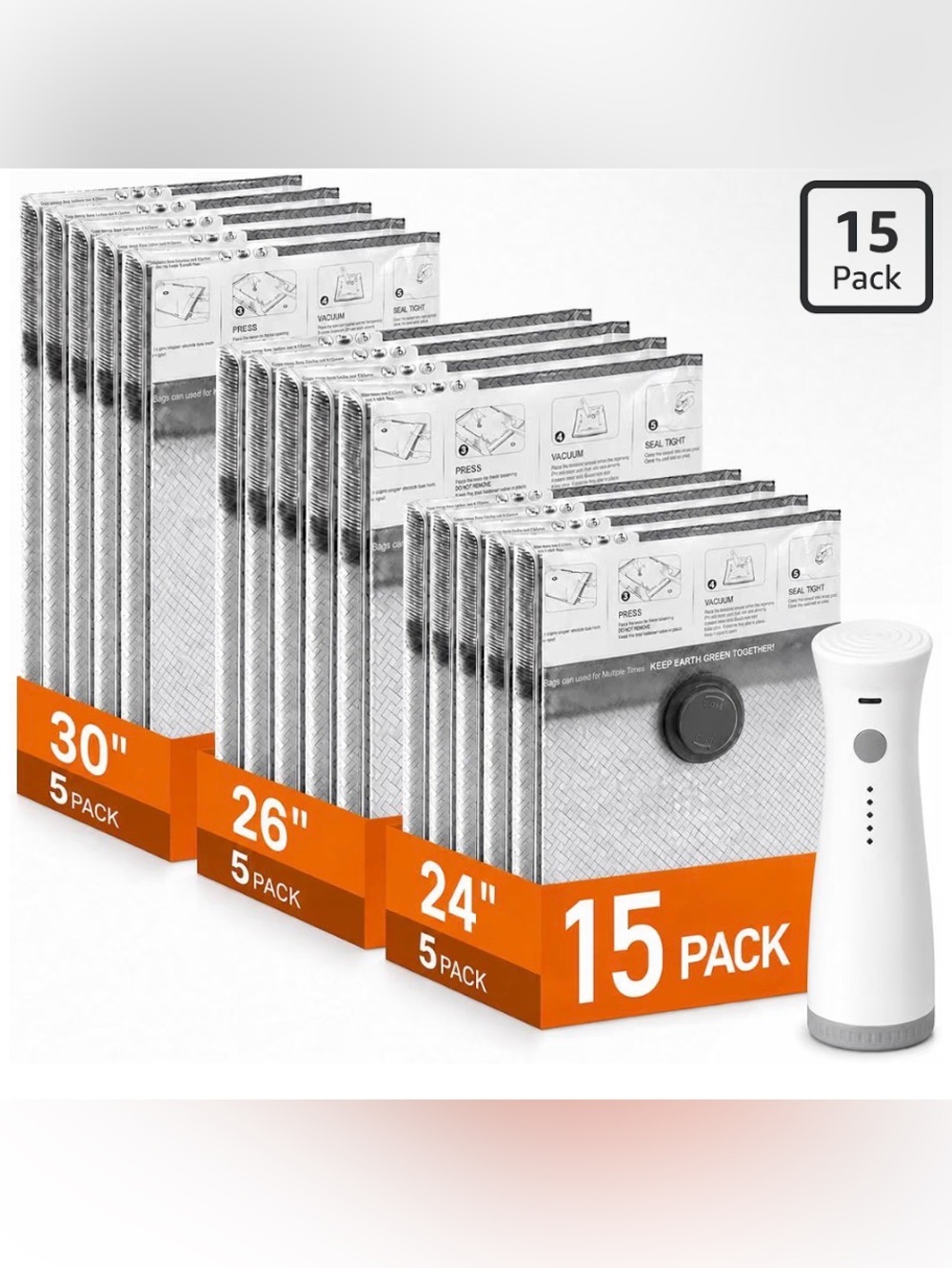 Vacuum Storage Bags Reusable Space-Saving Organizer